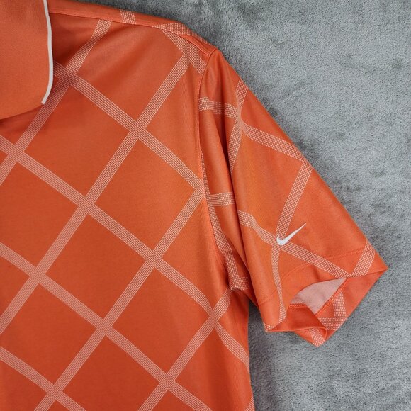 Mens Orange Nike Golf Polo Shirt Short Sleeve Diamond Print Fit Dry Size XL - Picture 4 of 11